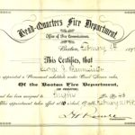 Appointment certificate for George J. Baumeister as a member on probation, assigned to Engine Co. 43, February 11, 1898.