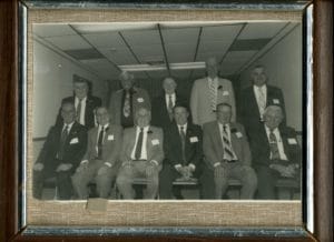 Group retirement party photo of Local 718 members, Fire Captain Charles Rozanski, front row, second from left.