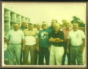 Group photo of BFD retired members, Fire Captain Charles Rozanski, front, third from right.