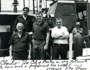 Group photo of Boston Mayor ray Flynn and members of Marine Unit 2, circa 1986.
