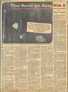 May 8, 1949 newspaper story of arsonists and arson inspectors, featuring Ladderman Gilbert W. Jones.