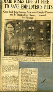 Newspaper story of rescue work performed by Ladderman Gilbert W. Jones, Ladder Company 15, in 1919.