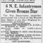Boston Globe story announcing the award of a Bronze Star to Dominic R. Vitale, January 29, 1945.