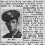 Boston Globe story detailing the actions of Sgt. Dominic R. Vitale, resulting in a Bronze Star Medal award, Sept. 2, 1944.